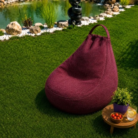 Fotoliu bean bag burgundy interior exterior din material Oxford 100% poliester pentru gradina si terasa acoperita