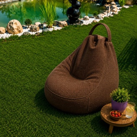 Fotoliu bean bag maro interior exterior din material Oxford 100% poliester pentru gradina si terasa acoperita