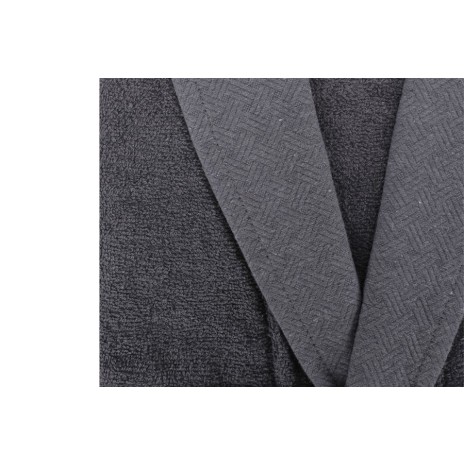 Halat baie unisex Yade gri antracit CAPA Home, marimea XL, din bumbac 100% cu guler tip șal