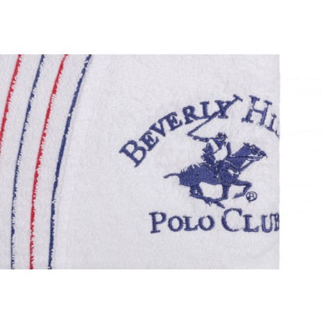 Halat de baie barbati bumbac, marime L/XL, Beverly Hills Polo Club, Alb