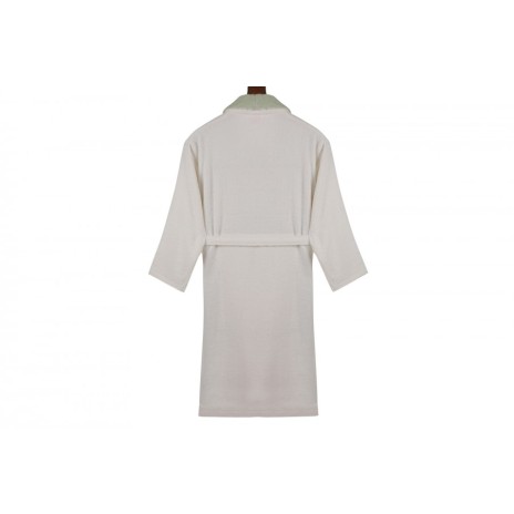 Halat de baie bumbac 100% ,Cotton Box, marime S/M , Ecru-Verde , cod Daily - Ecru, Green