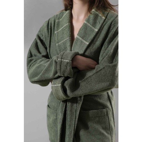 Halat de baie bumbac 100%, Story Home, L-XL, Carmine Robe Olive