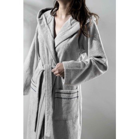 Halat de baie cu gluga bumbac 100%, Story Home, L-XL, Profundo Robe Fog