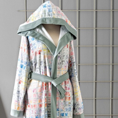 Halat de baie TAC Charmian Multicolor, cu gluga, marime L/XL, design modern si colorat
