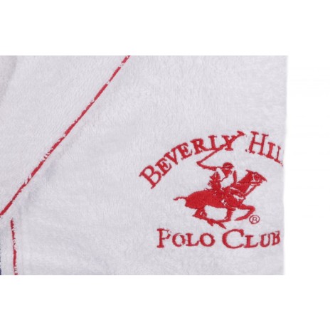 Halat de baie femei cu gluga bumbac, marime S/M, Beverly Hills Polo Club, Alb