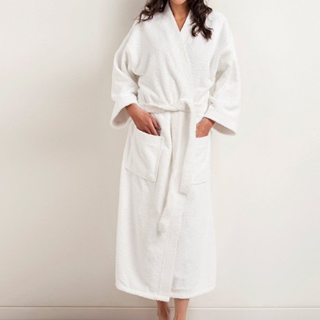 Halat de baie unisex bumbac 100% frotir, guler kimono, marime XL, alb
