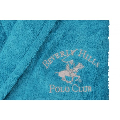 Halat de baie unisex bumbac, marime S/M, Beverly Hills Polo Club, Turcoaz