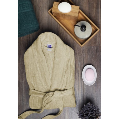 Halat de baie velur 100% bumbac, marime S/M, Bej