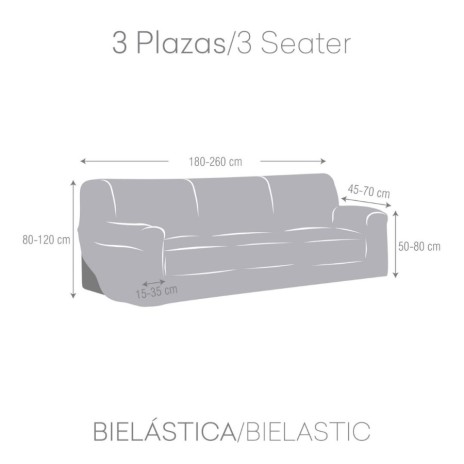 Husa bielastică pentru canapea 3 locuri (180–260 cm), Premium ROC, C/00 Bej deschis – protecție și fixare perfectă