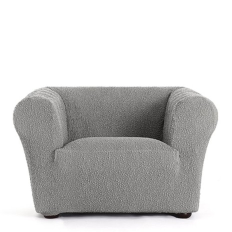 Husă bielastică fotoliu Chesterfield Premium ROC C/6 gri deschis montată în living modern
