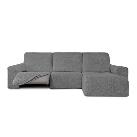 Husa colțar dreapta cu recliner, bielastică 250–360 cm, Premium ROC, C/6 gri– fixare perfectă și aspect modern