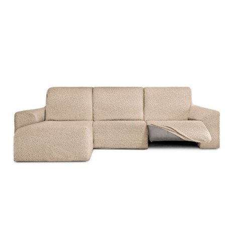 Husa colțar stanga cu recliner, bielastică 250–360 cm, Premium ROC, C/01 bej– fixare perfectă și aspect modern