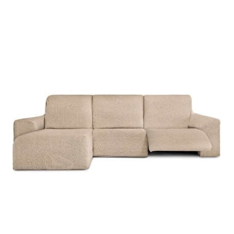 Husa colțar stanga cu recliner, bielastică 250–360 cm, Premium ROC, C/01 bej– fixare perfectă și aspect modern