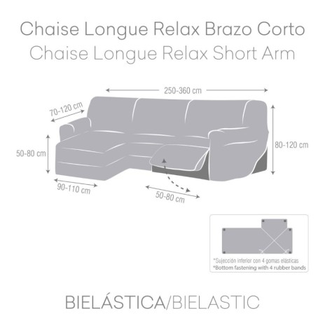 Husa colțar stanga cu recliner, bielastică 250–360 cm, Premium ROC, C/01 bej– fixare perfectă și aspect modern