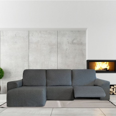 Husa colțar stanga cu recliner, bielastică 250–360 cm, Premium ROC, C/01 bej– fixare perfectă și aspect modern