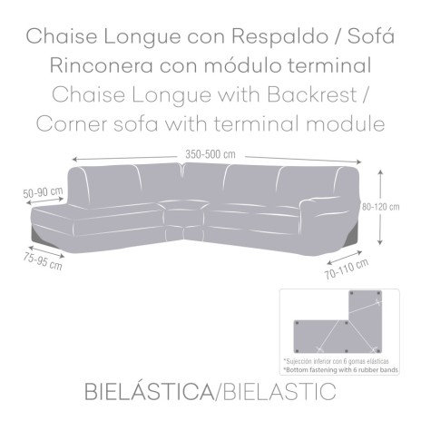 Husa coltar stanga cu sezlong bielastica 350-500cm, Premium ROC, C/3 Albastru