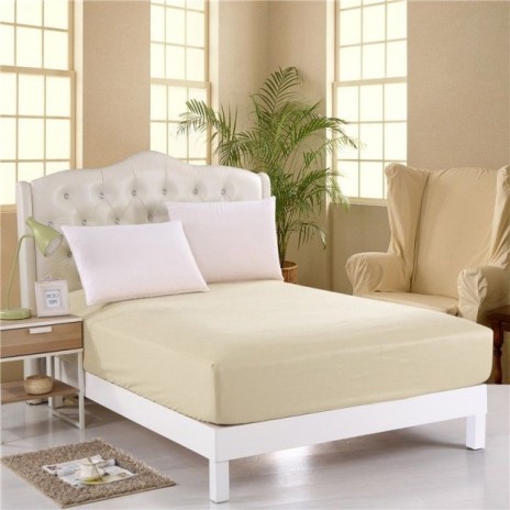 Husa de pat cu elastic 120x190cm cu inaltime saltea 24 cm, culoarea crem