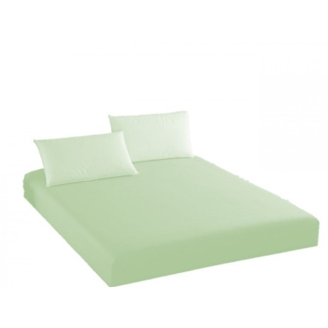 Husa pat tricot cu elastic si fata perna, saltea 100x200cm, verde