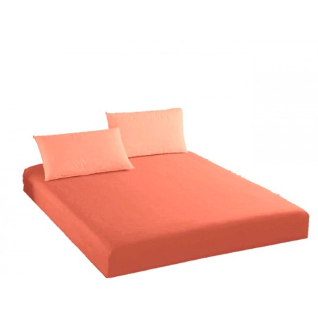 Husa pat tricot cu elastic si 2 fete perna, saltea 160x200cm, portocaliu