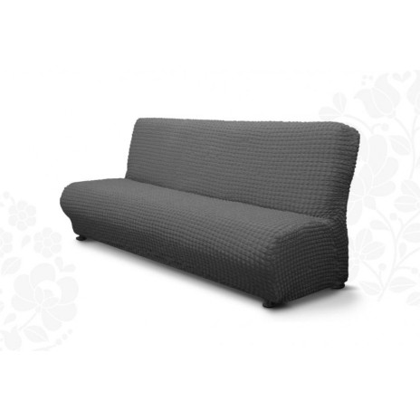 Husa elastica din material creponat, pentru canapea 3 locuri fara brate, Gri Antracit
