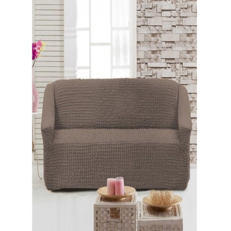 Husa elastica din material creponat fotoliu, Maro deschis (light brown)