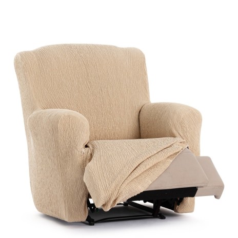 Husa elastica fotoliu cu recliner, Troya, C/1 Bej inchis