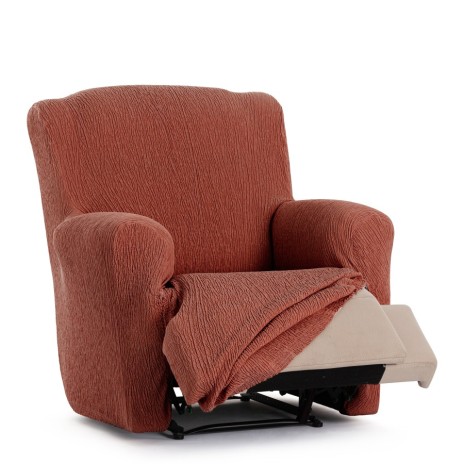 Husa elastica fotoliu cu recliner, Troya, C/9 Caramiziu