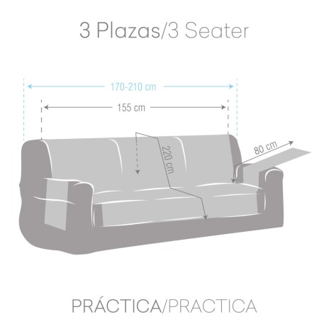 Husa jacquard canapea 3 locuri practica 155cm, MID, C56 Gri