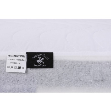 Protectie matlasata cu elastic impermeabila, bumbac 100%, 160x200cm BHPC, alba