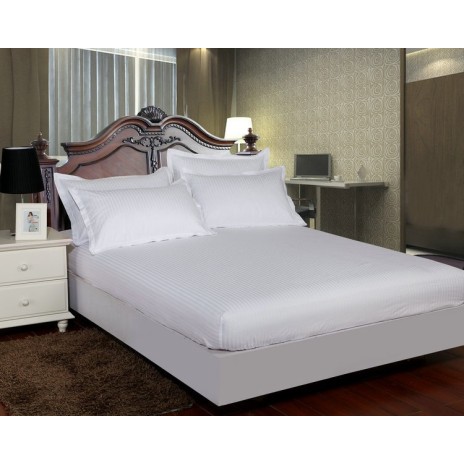 Husa pat damasc pentru saltea 160x200cm, alb brodate