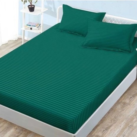 Husa pat damasc saltea 180x200 cm verde, material elegant cu dungi discrete