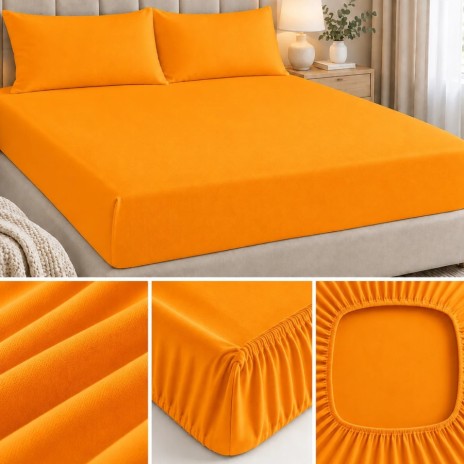 Husa pat tricot cu elastic 180x200 cm, portocaliu