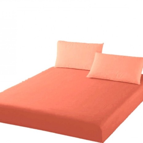 Husa pat tricot cu elastic si 2 fete perna, saltea 160x200cm, portocaliu