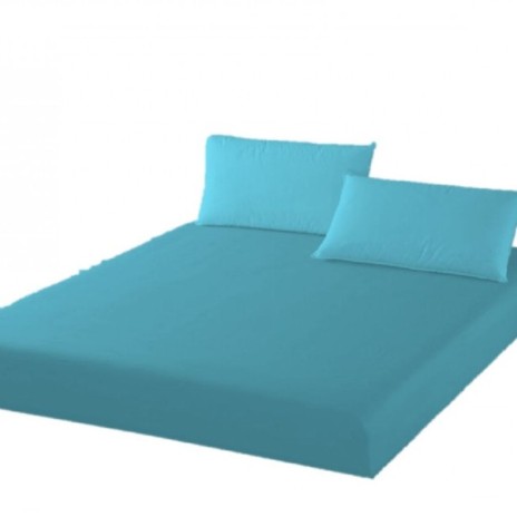 Husa pat tricot cu elastic si 2 fete perna, saltea 180x200cm, turcoaz