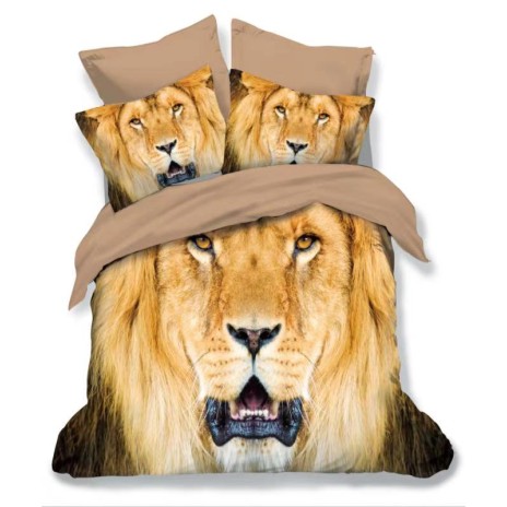 Lenjerie 3D din finet, 6 piese, model cap de leu, culori bej