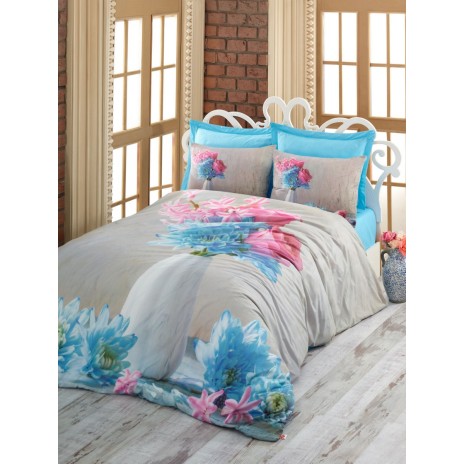Lenjerie 3D Life din bumbac 100 ranforce, Cotton Box, Nerissa - Turquoise