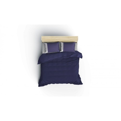 Lenjerie de pat din bumbac 100% ranforce, model Cotton Box Plain, în nuanțe de bleumarin și gri.