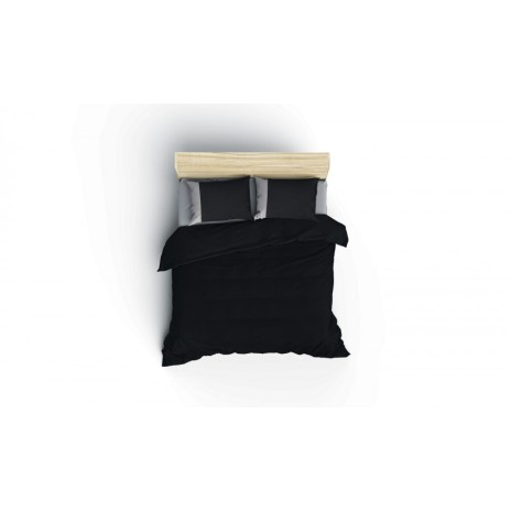 Lenjerie de pat din bumbac 100% ranforce, model Cotton Box Plain, în nuanțe de negru și gri.