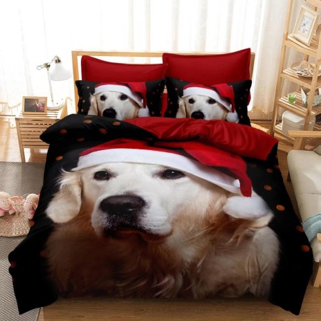 Lenjerie Craciun 3D finet 6 piese, Catel XMAS 6