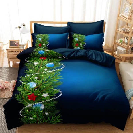 Lenjerie Craciun 3D finet 6 piese, Ghirlanda XMAS 9