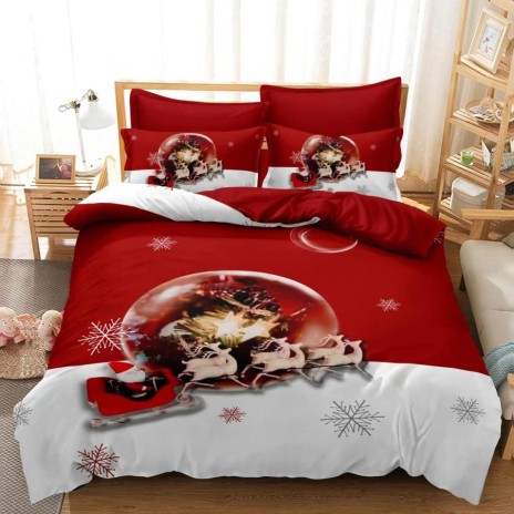 Lenjerie Craciun 3D finet 6 piese, Mos Craciun XMAS 39