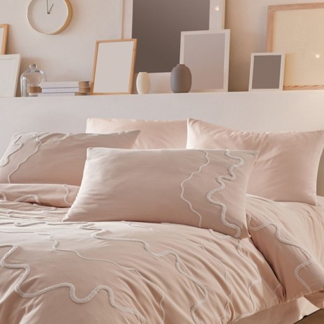 Lenjerie de pat bumbac 100% ranforce prespalat cu broderie in relief Homing