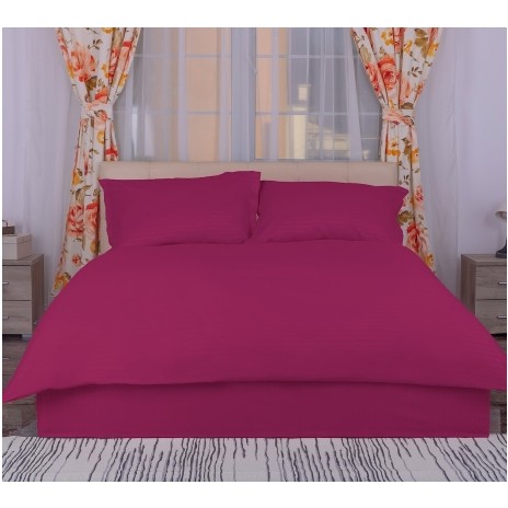 Lenjerie de pat bordo din damasc, set de 4 piese, cu cearșaf elastic pentru saltea de 160x200 cm
