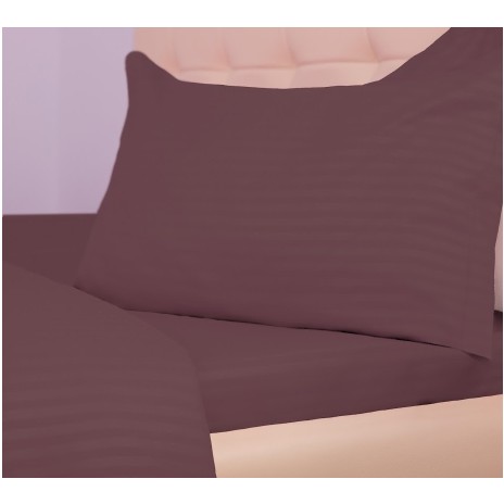 Set lenjerie de pat cu elastic damasc maro Pucioasa
