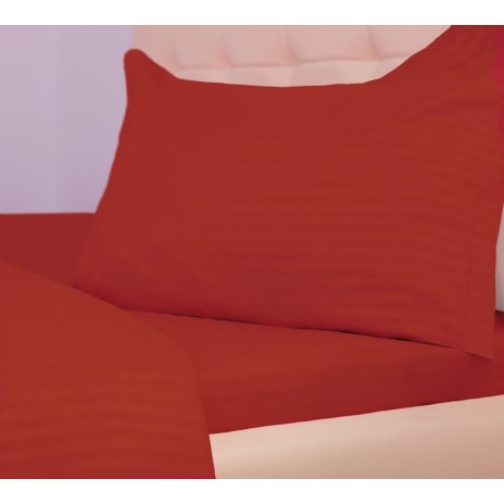 Lenjerie cu cearceaf pat cu elastic - saltea de 100x200cm, damasc policoton, Rosu Caramiziu