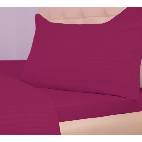 Lenjerie de pat bordo din damasc, set de 4 piese, cu cearșaf elastic pentru saltea de 140x200 cm