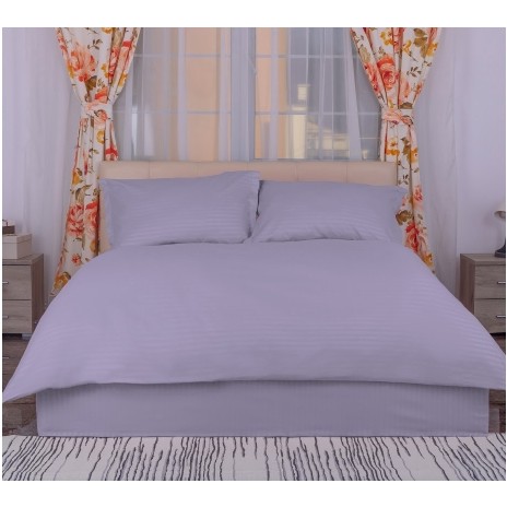 Set lenjerie de pat cu elastic gri, textură damasc, pentru pat 140x200cm, Pucioasa