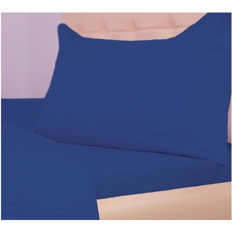 Lenjerie de pat bleumarin, cearceaf pat cu elastic, policoton Pucioasa