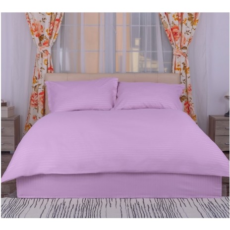 Lenjerie de pat lila din damasc, set de 4 piese, cu cearșaf elastic