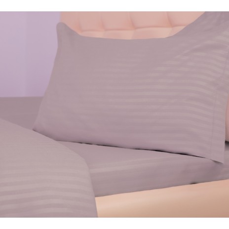 Set lenjerie cu elastic damasc policoton cappuccino pentru pat 160x200 cm, lux și confort